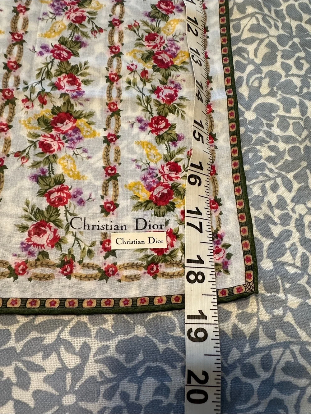 Christian Dior Floral Silk Hair Scarf/Handkerchief - NEW